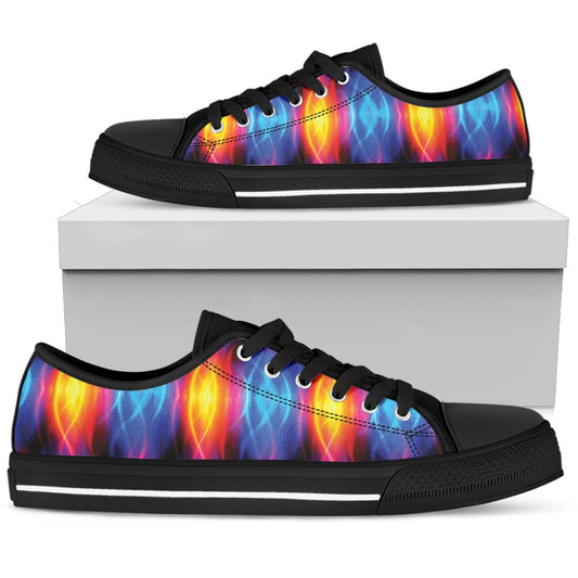 Flame Fire Blue Design Print Women Low Top Shoes