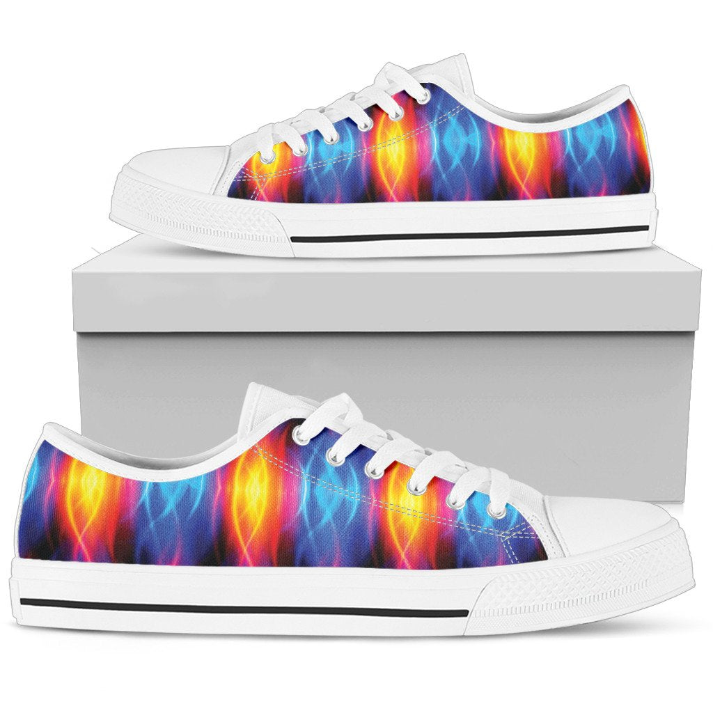 Flame Fire Blue Design Print Women Low Top Shoes