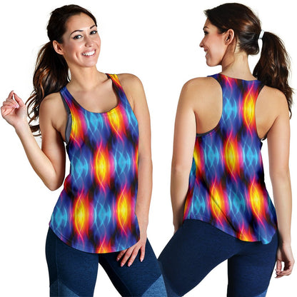 Flame Fire Blue Design Print Women Racerback Tank Top