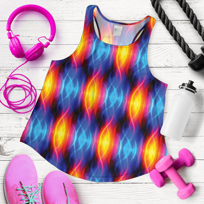 Flame Fire Blue Design Print Women Racerback Tank Top