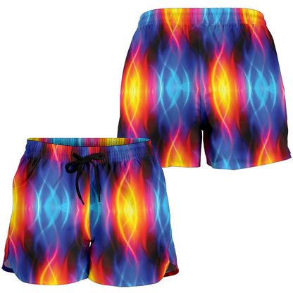 Flame Fire Blue Design Print Women Shorts-JTAMIGO.COM