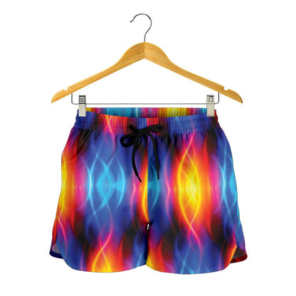 Flame Fire Blue Design Print Women Shorts-JTAMIGO.COM