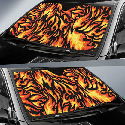 Flame Fire Design Pattern Car Sun Shade For Windshield
