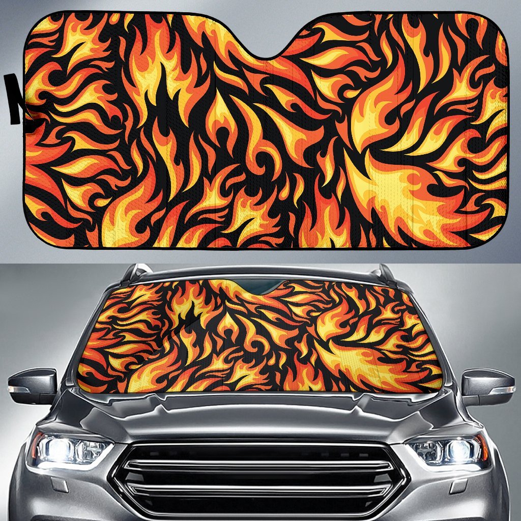 Flame Fire Design Pattern Car Sun Shade For Windshield