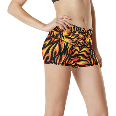 Flame Fire Design Pattern High Waisted Spandex Shorts-JTAMIGO.COM