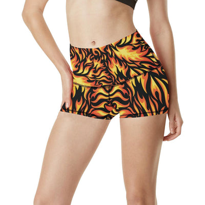 Flame Fire Design Pattern High Waisted Spandex Shorts-JTAMIGO.COM