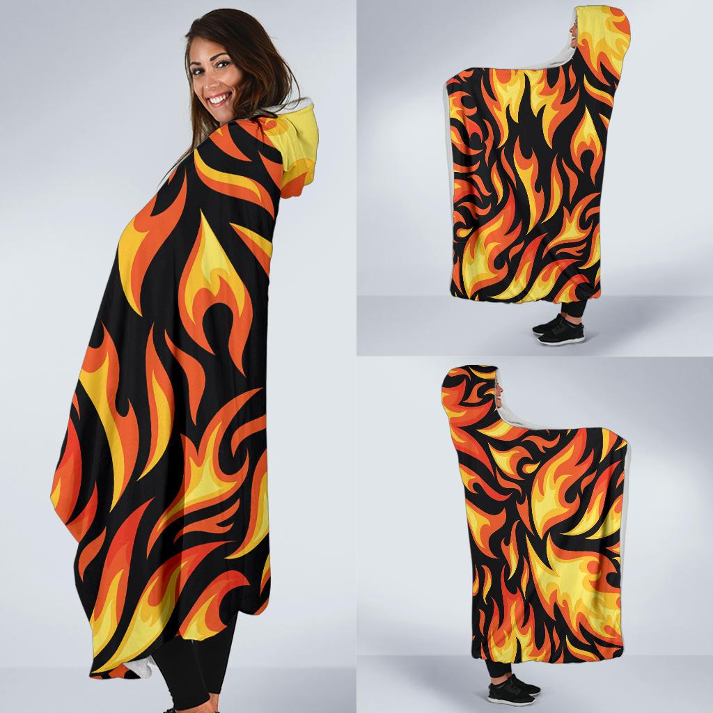Flame Fire Design Pattern Hooded Blanket-JTAMIGO.COM