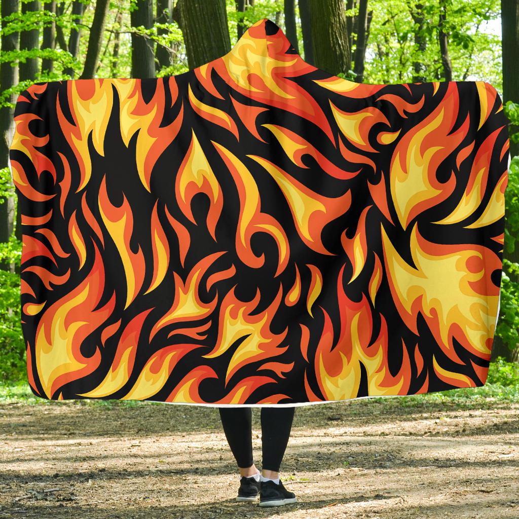 Flame Fire Design Pattern Hooded Blanket-JTAMIGO.COM