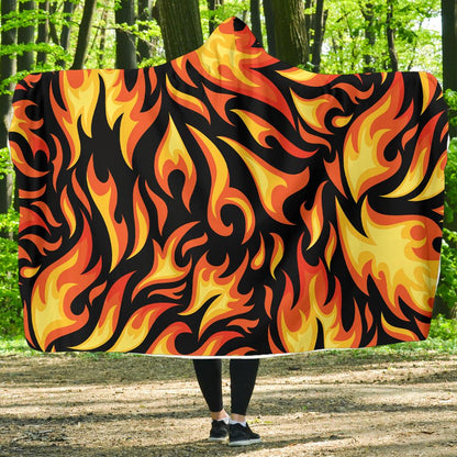 Flame Fire Design Pattern Hooded Blanket-JTAMIGO.COM