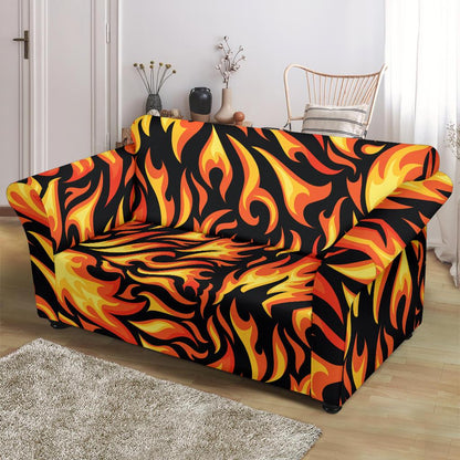 Flame Fire Design Pattern Loveseat Slipcover-JTAMIGO.COM