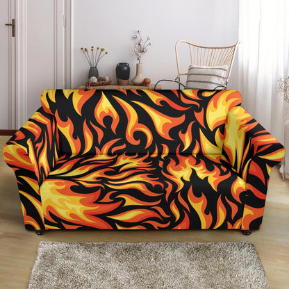 Flame Fire Design Pattern Loveseat Slipcover-JTAMIGO.COM