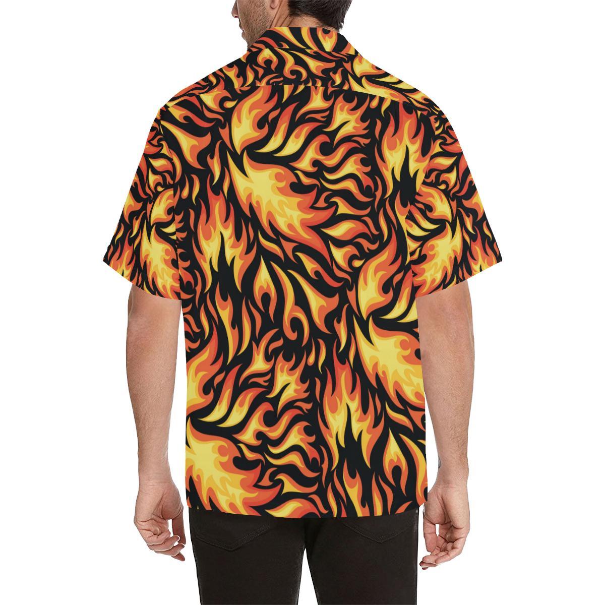 Flame Fire Design Pattern Men Aloha Hawaiian Shirt