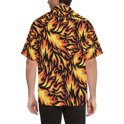 Flame Fire Design Pattern Men Aloha Hawaiian Shirt