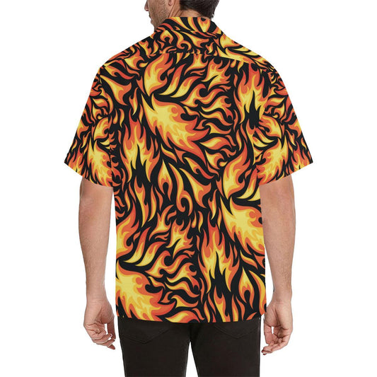Flame Fire Design Pattern Men Aloha Hawaiian Shirt