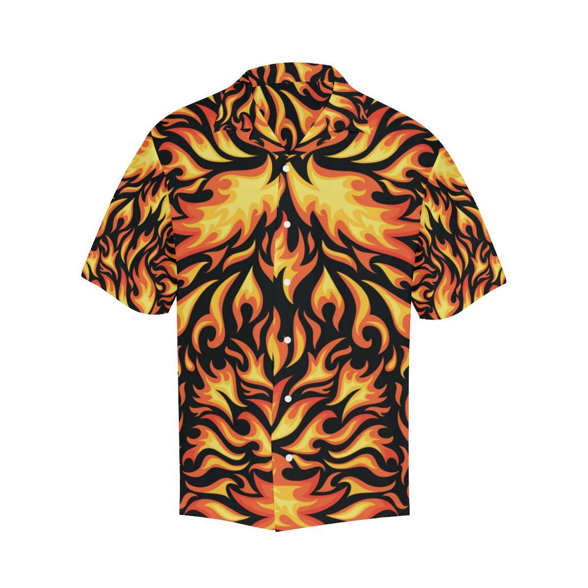 Flame Fire Design Pattern Men Aloha Hawaiian Shirt