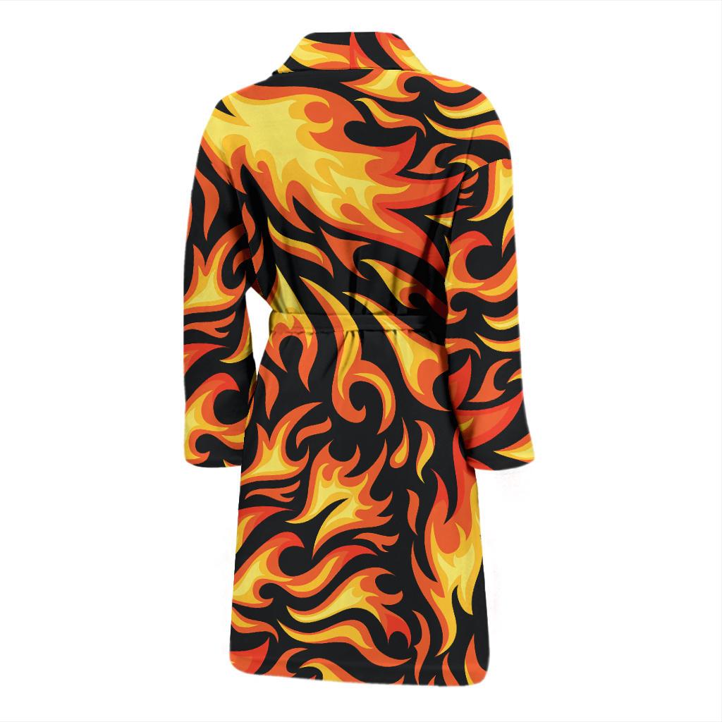 Flame Fire Design Pattern Men Bath Robe-JTAMIGO.COM