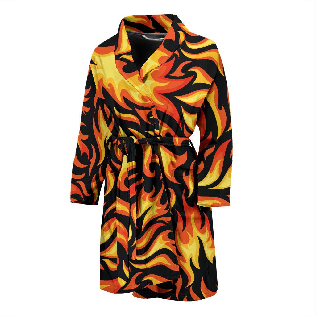 Flame Fire Design Pattern Men Bath Robe-JTAMIGO.COM