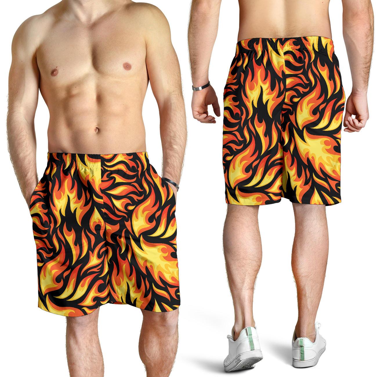 Flame Fire Design Pattern Mens Shorts-JTAMIGO.COM
