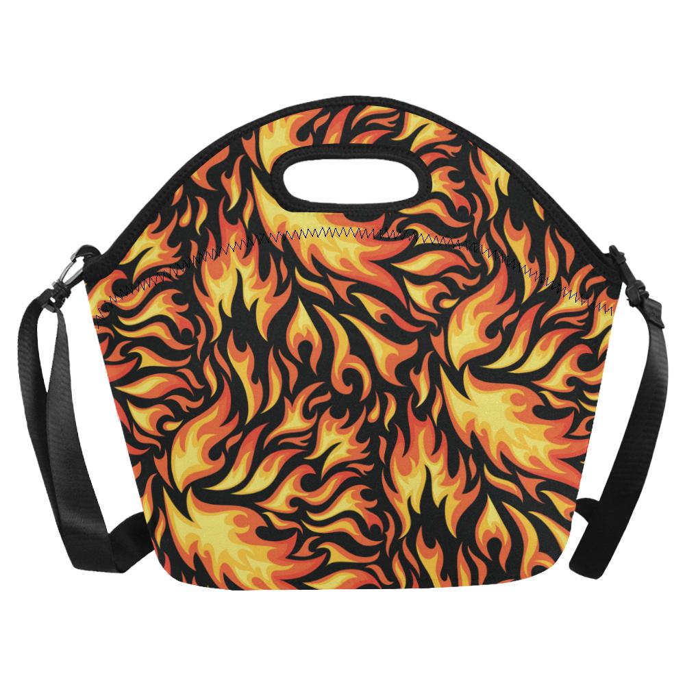 Flame Fire Design Pattern Neoprene Lunch Bag (Model 1669)(Large)-JTAMIGO.COM