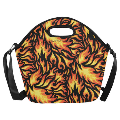Flame Fire Design Pattern Neoprene Lunch Bag (Model 1669)(Large)-JTAMIGO.COM