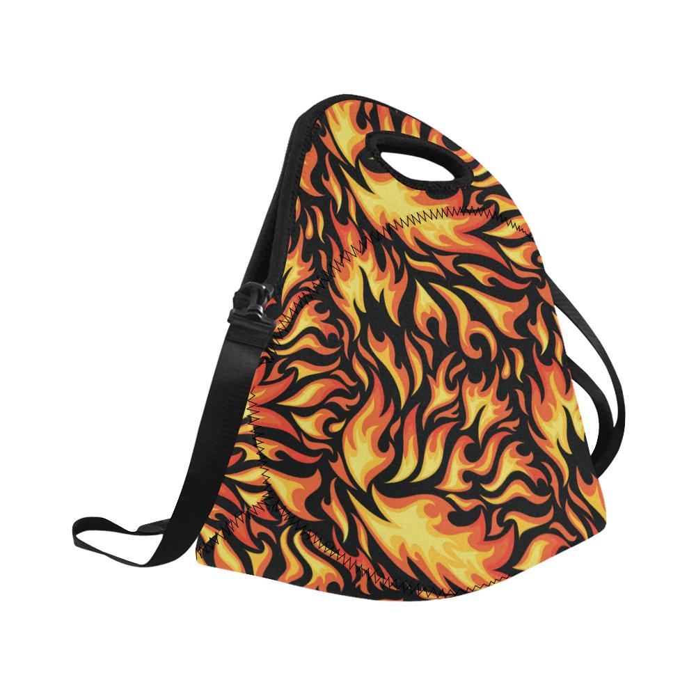 Flame Fire Design Pattern Neoprene Lunch Bag (Model 1669)(Large)-JTAMIGO.COM