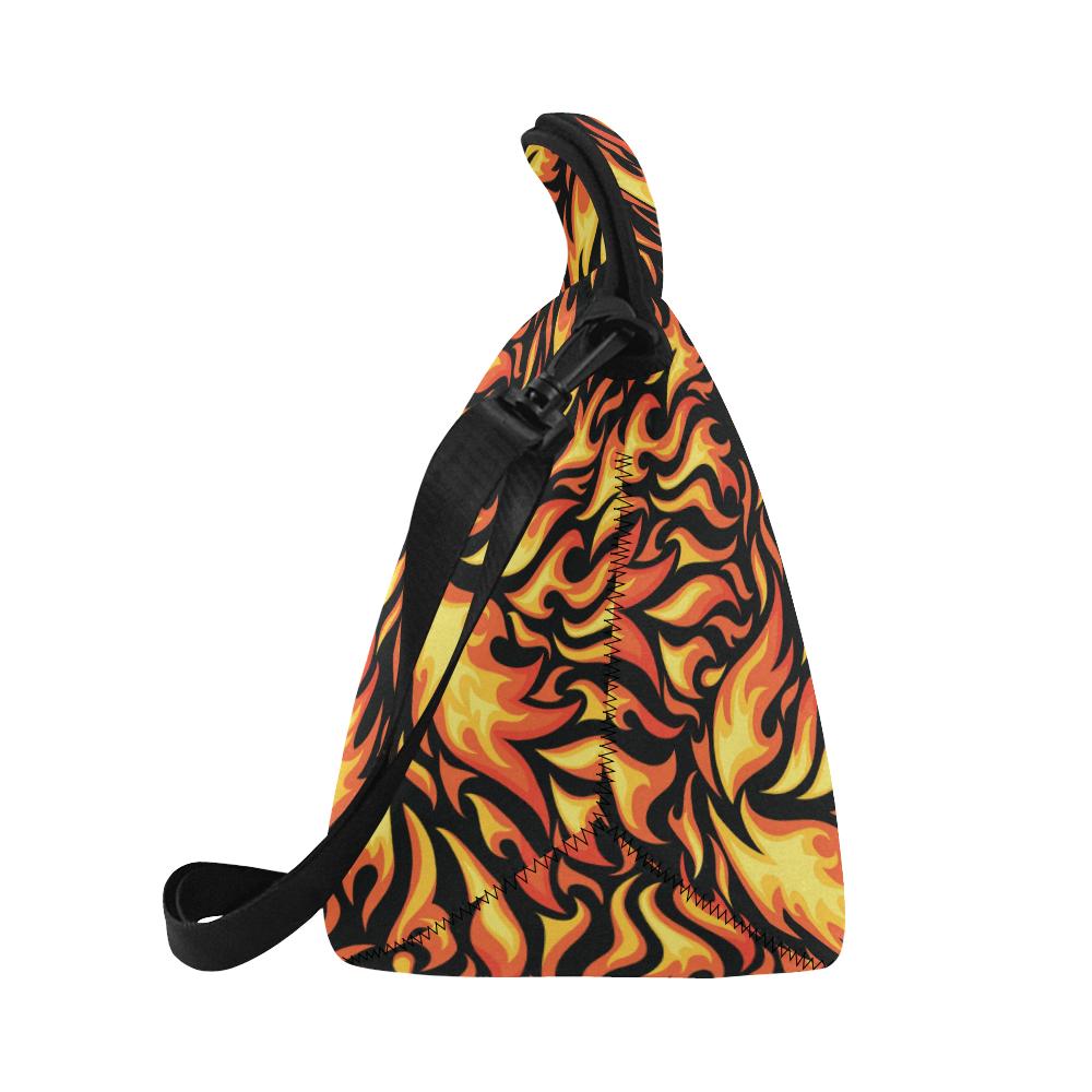Flame Fire Design Pattern Neoprene Lunch Bag (Model 1669)(Large)-JTAMIGO.COM