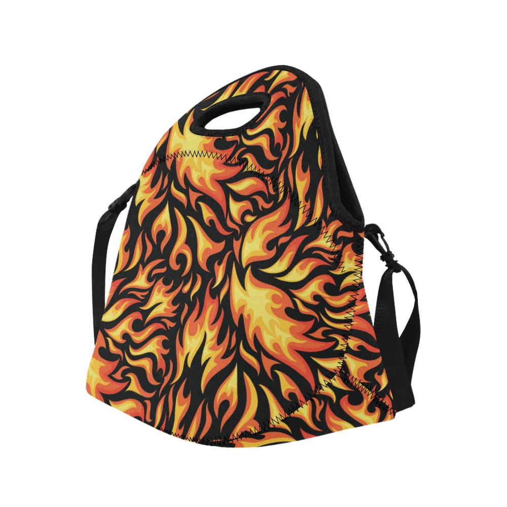 Flame Fire Design Pattern Neoprene Lunch Bag (Model 1669)(Large)-JTAMIGO.COM