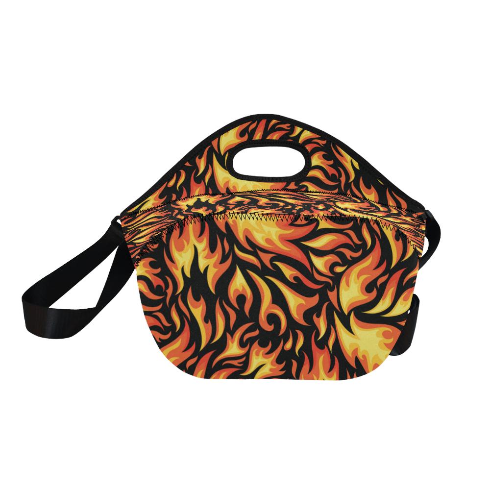 Flame Fire Design Pattern Neoprene Lunch Bag (Model 1669)(Large)-JTAMIGO.COM