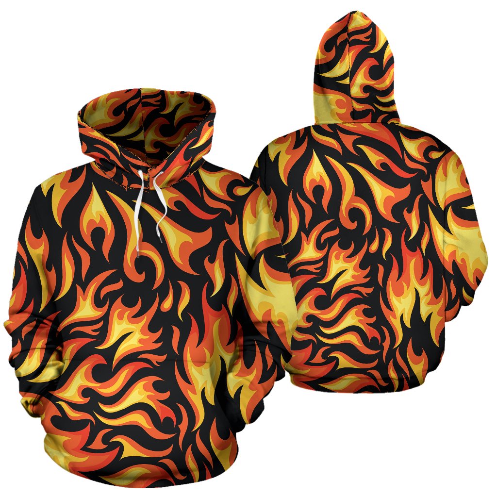 Flame Fire Design Pattern Pullover Hoodie