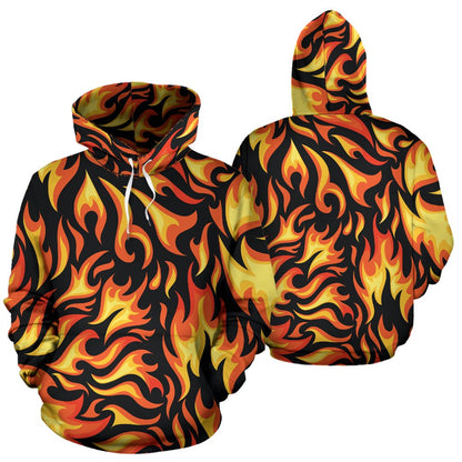 Flame Fire Design Pattern Pullover Hoodie