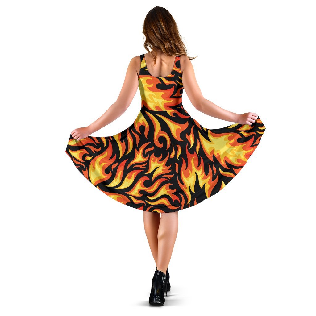 Flame Fire Design Pattern Sleeveless Dress