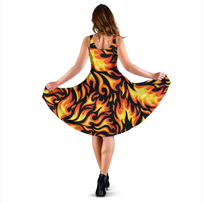 Flame Fire Design Pattern Sleeveless Dress
