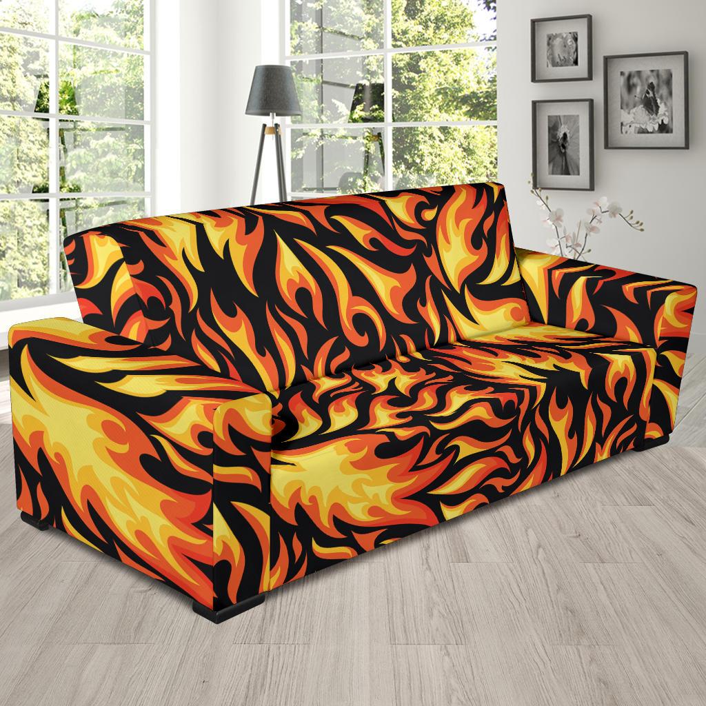 Flame Fire Design Pattern Sofa Slipcover-JTAMIGO.COM