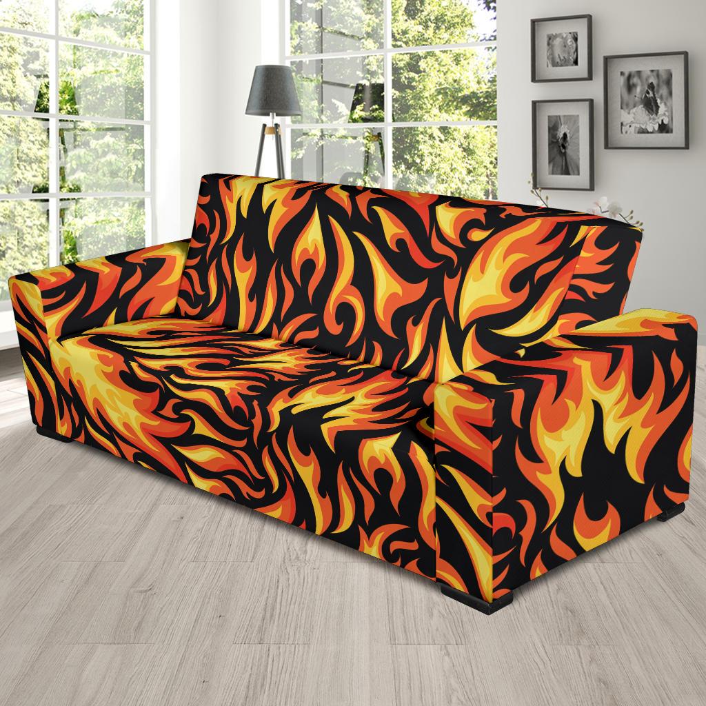 Flame Fire Design Pattern Sofa Slipcover-JTAMIGO.COM