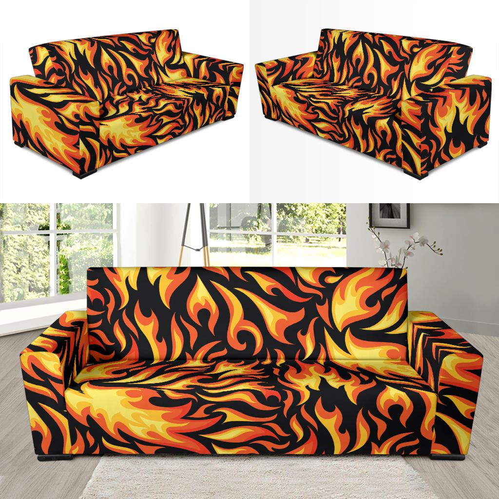 Flame Fire Design Pattern Sofa Slipcover-JTAMIGO.COM