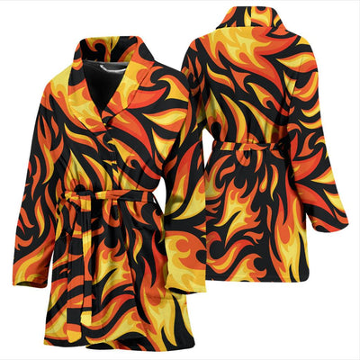 Flame Fire Design Pattern Women Bath Robe-JTAMIGO.COM