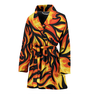 Flame Fire Design Pattern Women Bath Robe-JTAMIGO.COM