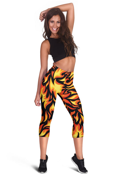 Flame Fire Design Pattern Women Capris