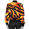 Flame Fire Design Pattern Women Casual Bomber Jacket