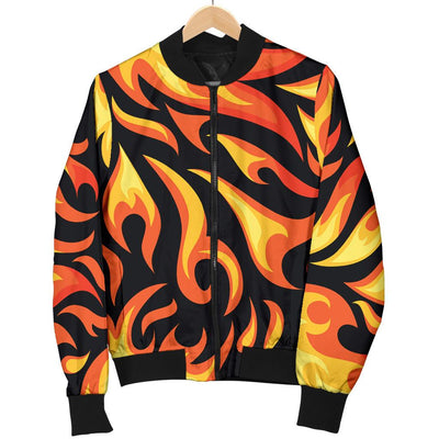 Flame Fire Design Pattern Women Casual Bomber Jacket