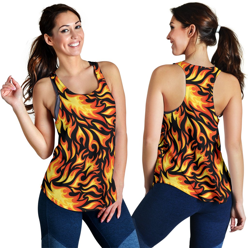 Flame Fire Design Pattern Women Racerback Tank Top