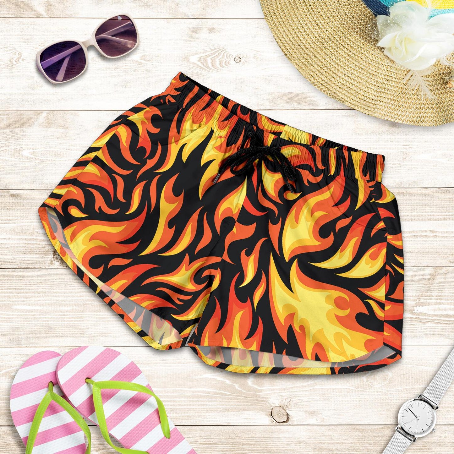 Flame Fire Design Pattern Women Shorts-JTAMIGO.COM