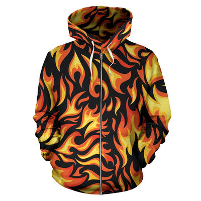 Flame Fire Design Pattern Zip Up Hoodie