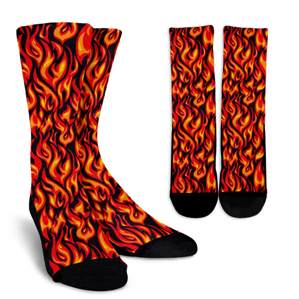 Flame Fire Print Pattern Crew Socks