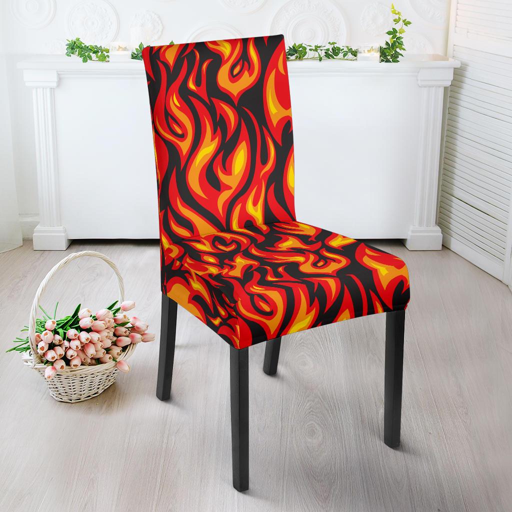 Flame Fire Print Pattern Dinning Chair Slipper-JTAMIGO.COM