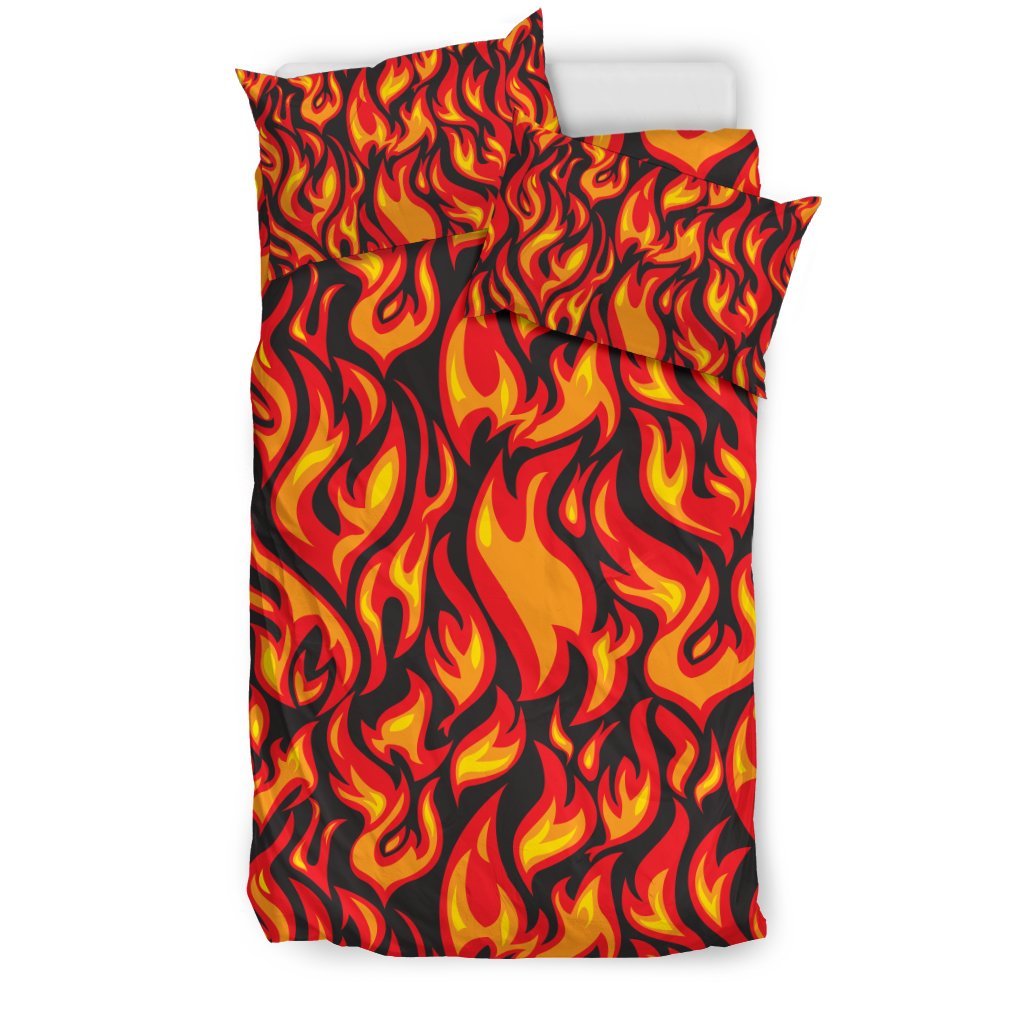 Flame Fire Print Pattern Duvet Cover Bedding Set