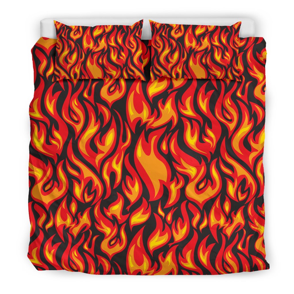 Flame Fire Print Pattern Duvet Cover Bedding Set