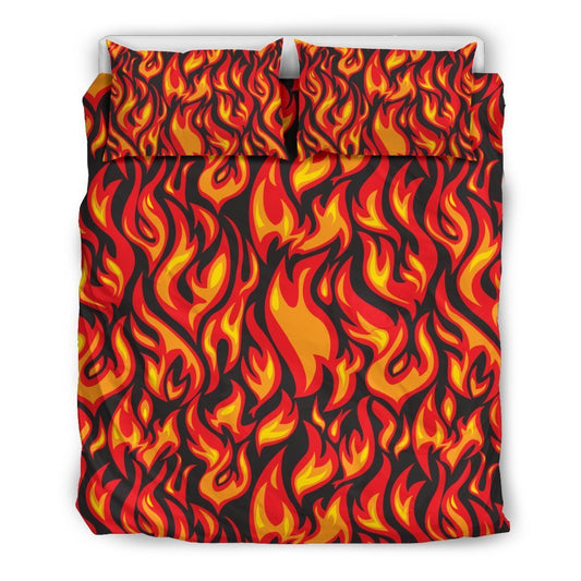 Flame Fire Print Pattern Duvet Cover Bedding Set