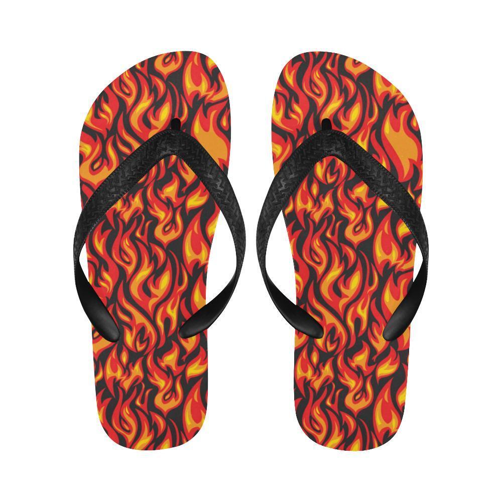 Flame Fire Print Pattern Flip Flops-JTAMIGO.COM