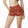 Flame Fire Print Pattern High Waisted Spandex Shorts-JTAMIGO.COM